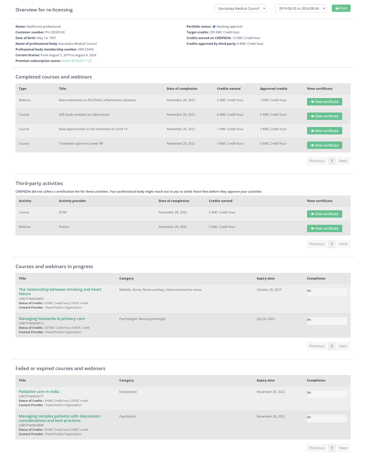 Sample Portfolio Dashboard